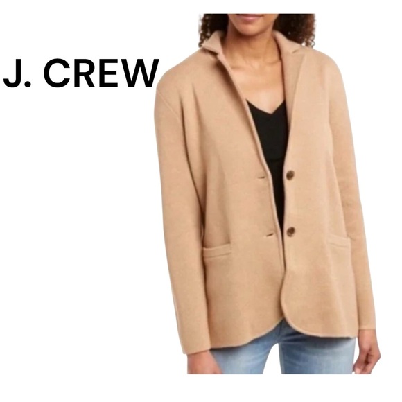 J. Crew Sweaters - J.Crew Mercantile Tan Knit Blazer Jacket Women’s XXS  Button Front 100% cotton